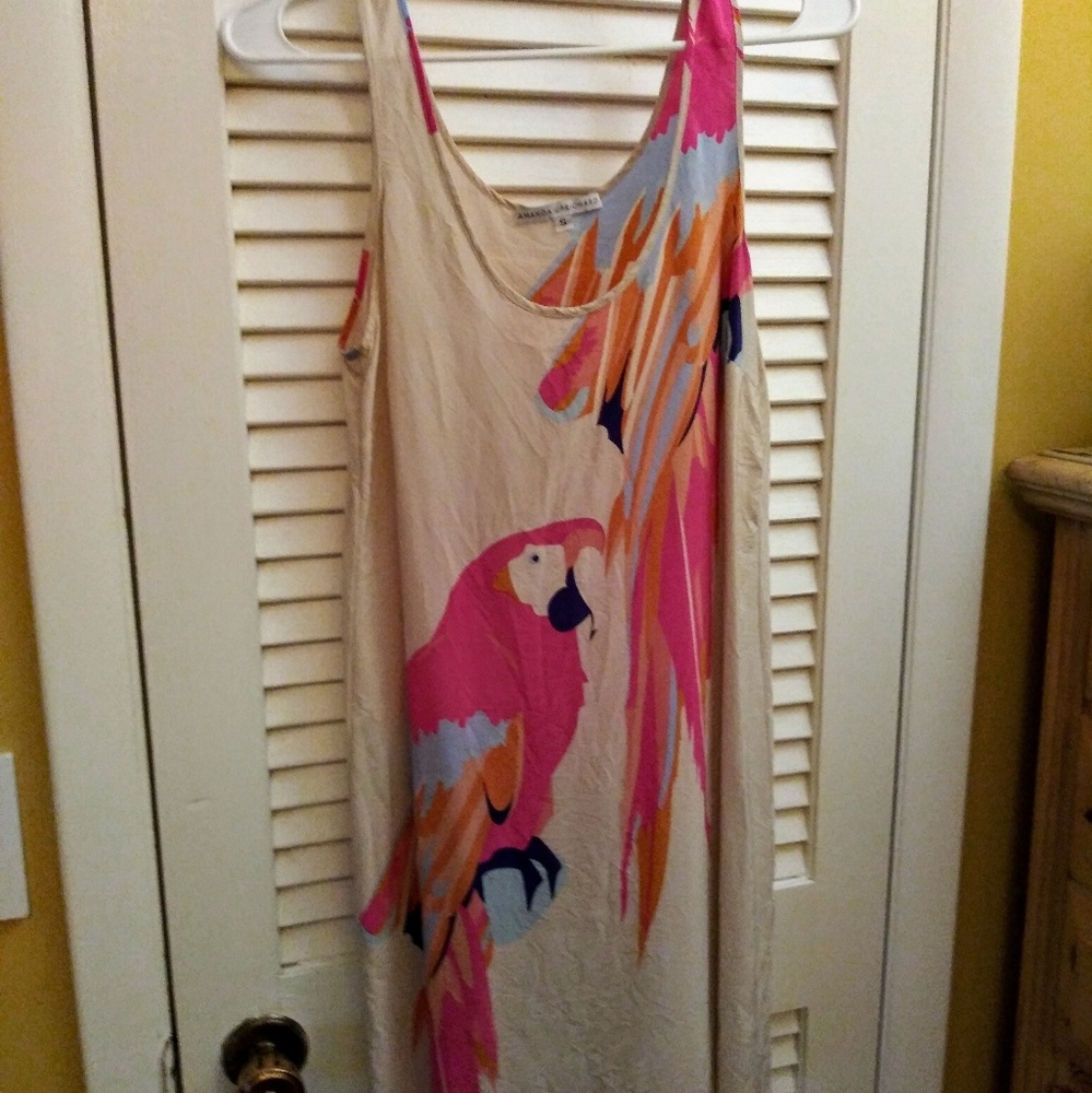 Amanda Uprichard Silk Parrot Tank Dress Size S